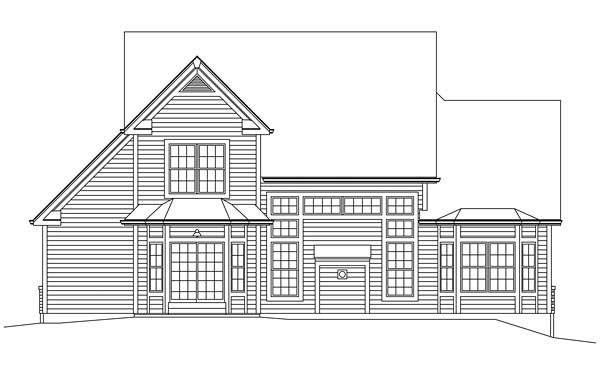Colonial Traditional Rear Elevation of Plan 95967