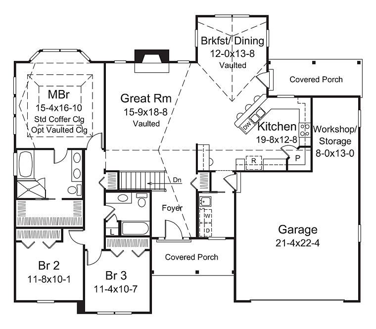 Ranch Traditional Level One of Plan 95968