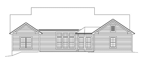 Colonial Country Ranch Rear Elevation of Plan 95972