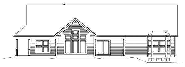 Country Craftsman Rear Elevation of Plan 95974