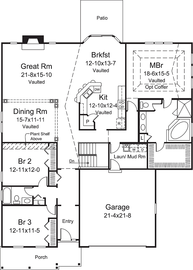 Country Ranch Traditional Level One of Plan 95977