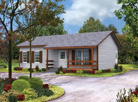 Cabin Country Ranch Southern Elevation of Plan 95980
