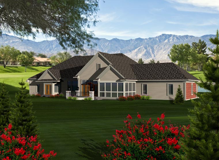 Ranch Rear Elevation of Plan 96115