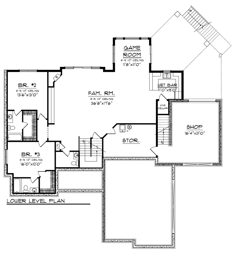Ranch Lower Level of Plan 96118