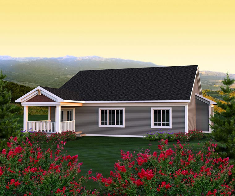 Ranch Rear Elevation of Plan 96123