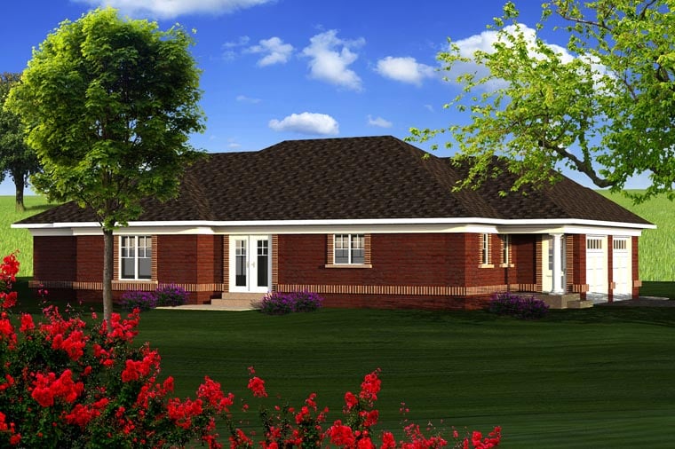 Ranch Rear Elevation of Plan 96126