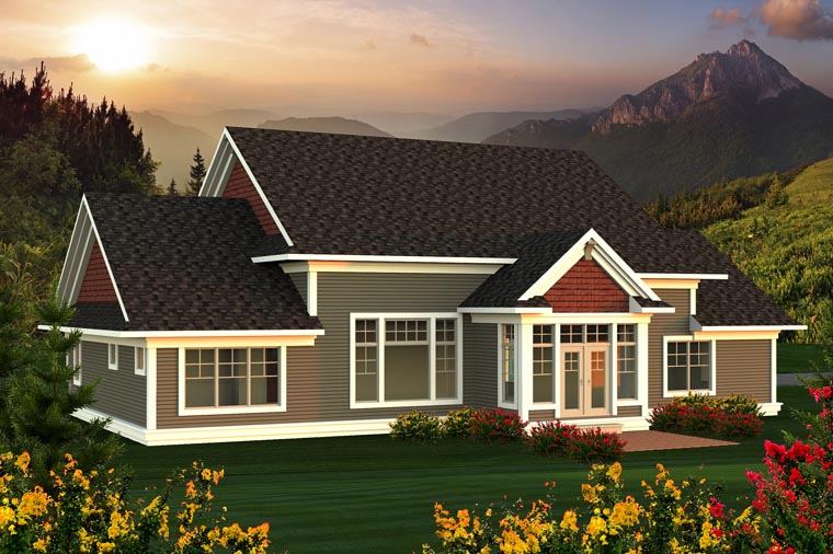 Ranch Rear Elevation of Plan 96133