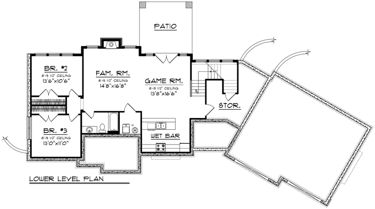 Ranch Lower Level of Plan 96134