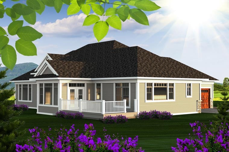 Ranch Rear Elevation of Plan 96136