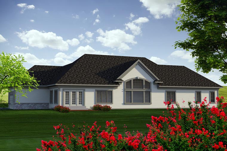 Ranch Rear Elevation of Plan 96138