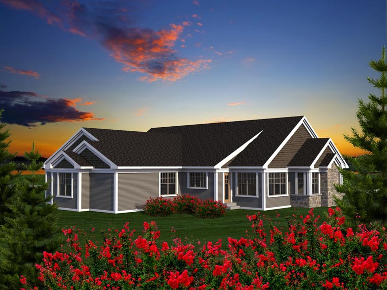 Ranch Rear Elevation of Plan 96163