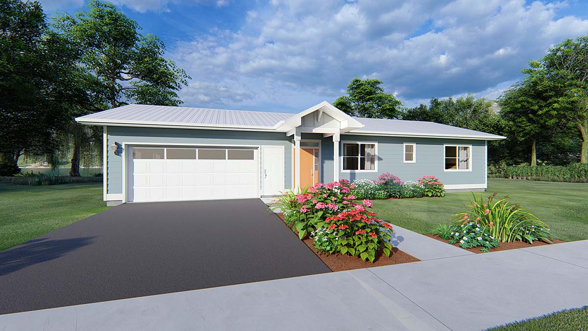 Plan with 1123 Sq. Ft., 2 Bedrooms, 2 Bathrooms, 2 Car Garage Elevation