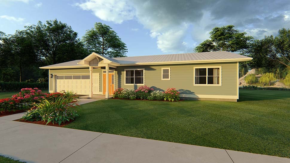 Plan with 1123 Sq. Ft., 2 Bedrooms, 2 Bathrooms, 2 Car Garage Picture 3