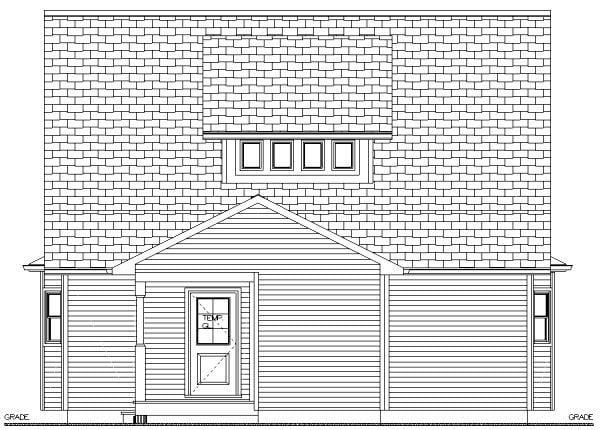 Cape Cod Rear Elevation of Plan 96205