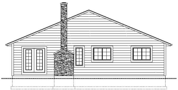 Ranch Rear Elevation of Plan 96206