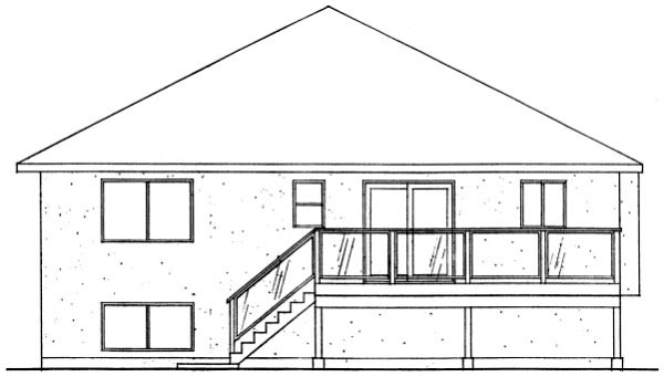 Traditional Rear Elevation of Plan 96207