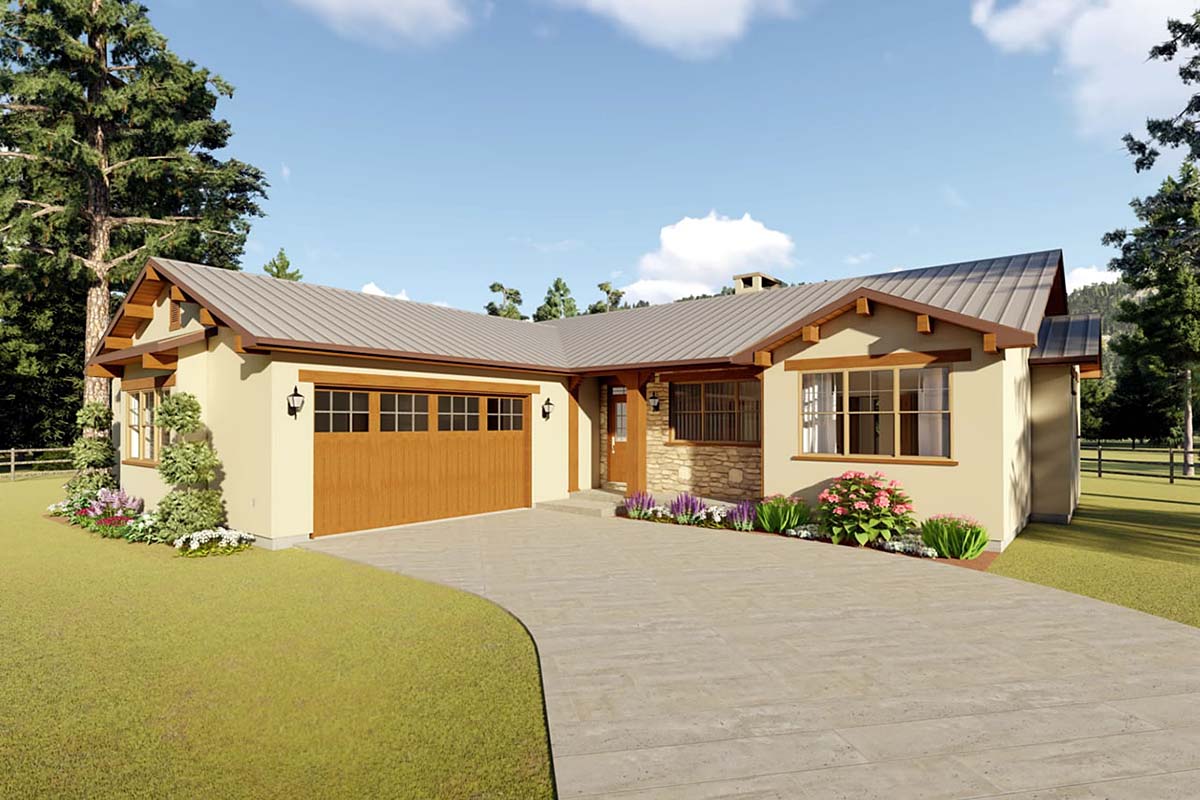 Plan with 1619 Sq. Ft., 3 Bedrooms, 2 Bathrooms, 2 Car Garage Elevation