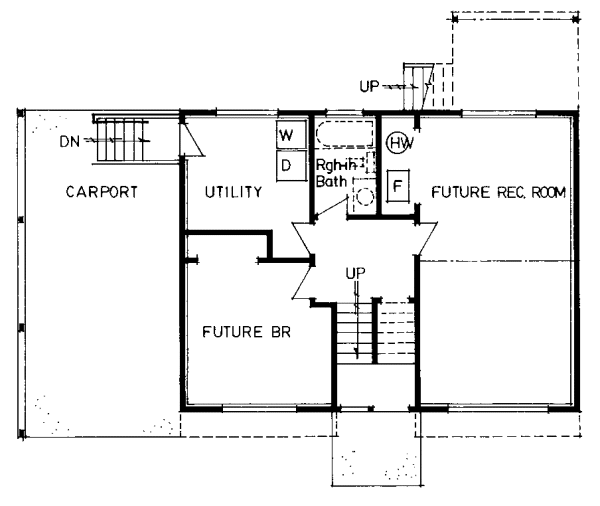 Ranch Retro Lower Level of Plan 96221