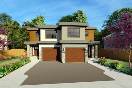 Contemporary Elevation of Plan 96223