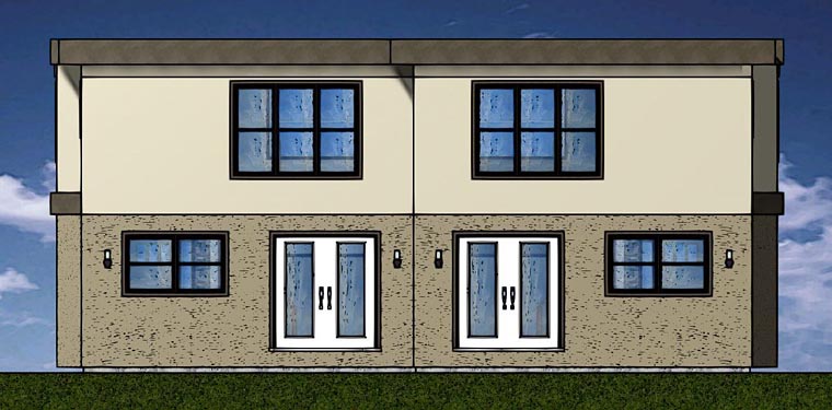 Contemporary Rear Elevation of Plan 96223