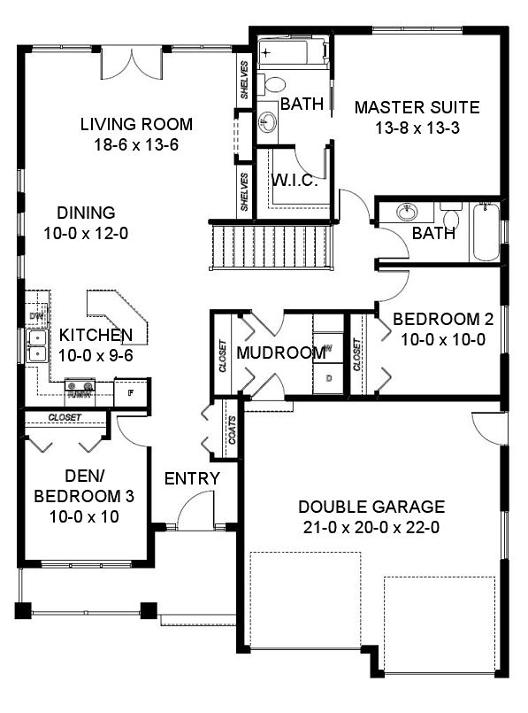 Craftsman Traditional Level One of Plan 96228