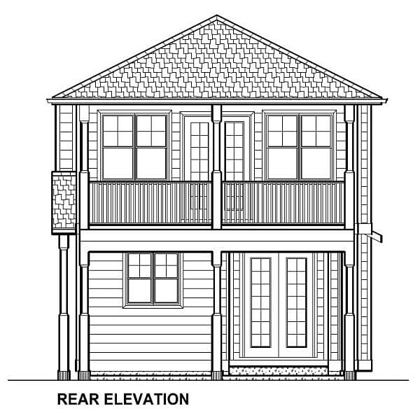 Traditional Rear Elevation of Plan 96230