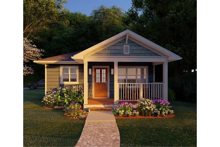 Bungalow, Cabin, Cottage, Country, Craftsman Plan with 624 Sq. Ft., 1 Bedrooms, 1 Bathrooms Picture 2