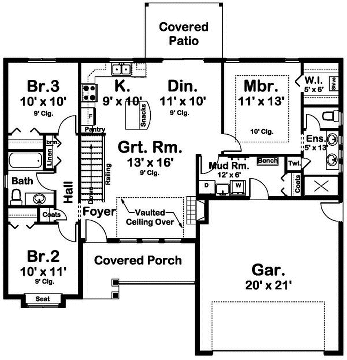 Bungalow Cottage Country Craftsman Level One of Plan 96236