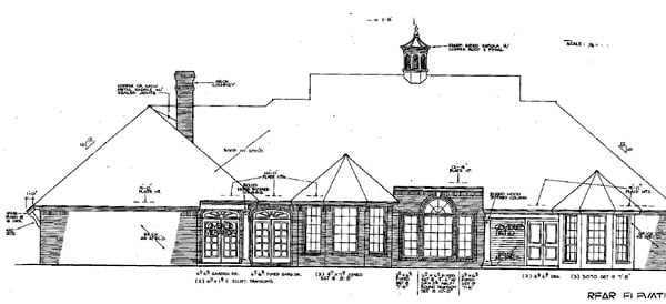 Colonial Country Farmhouse Victorian Rear Elevation of Plan 96325