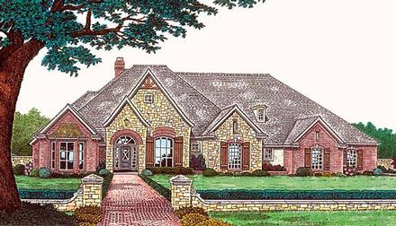 European One-Story Tudor Elevation of Plan 96326
