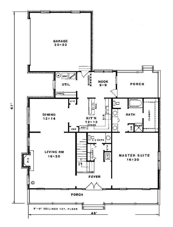 Cape Cod Country One-Story Level One of Plan 96502