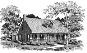 Cape Cod Country One-Story Elevation of Plan 96502