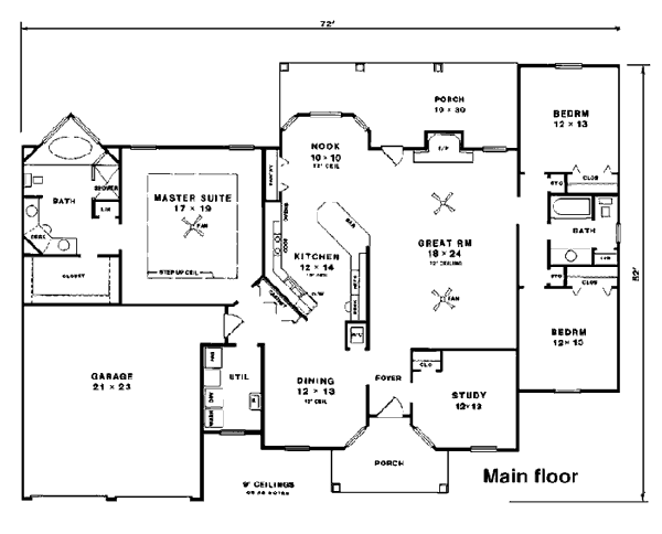 European One-Story Level One of Plan 96503