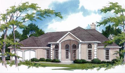 European One-Story Elevation of Plan 96503