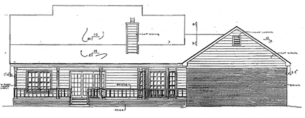 Country Rear Elevation of Plan 96505