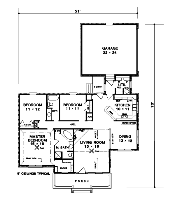 Cape Cod Country One-Story Level One of Plan 96507