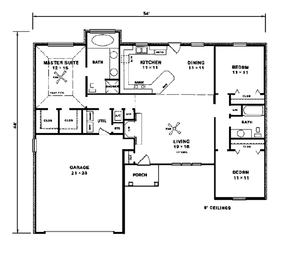 European One-Story Level One of Plan 96508