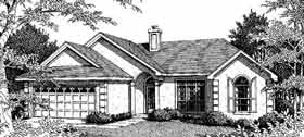 European One-Story Elevation of Plan 96508