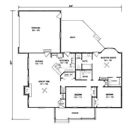 House Plan 96509 First Level Plan