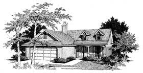 Country One-Story Ranch Elevation of Plan 96510