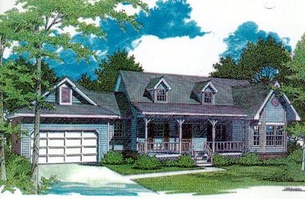 Country One-Story Elevation of Plan 96513