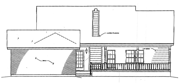 Bungalow One-Story Rear Elevation of Plan 96517