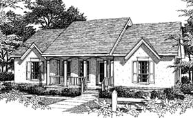 Country One-Story Ranch Elevation of Plan 96522