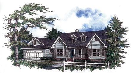 Cape Cod Country One-Story Elevation of Plan 96523