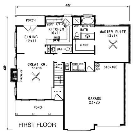 House Plan 96524 First Level Plan