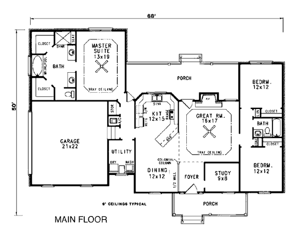 Country One-Story Level One of Plan 96525