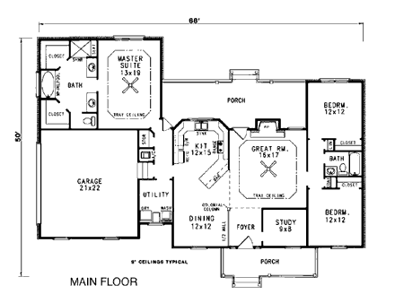 House Plan 96525 First Level Plan