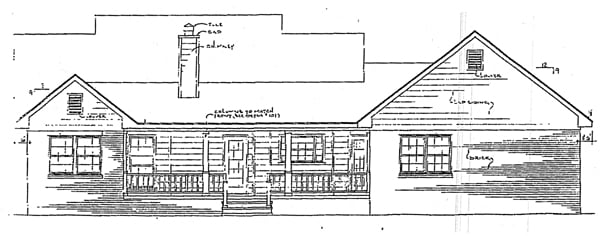 Country One-Story Rear Elevation of Plan 96525