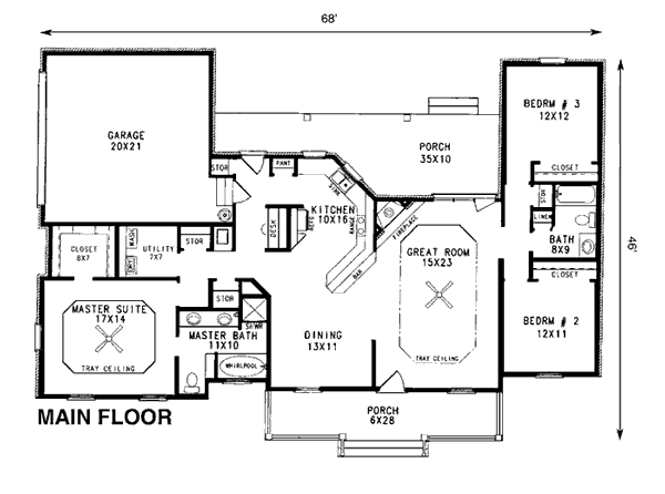 Country One-Story Level One of Plan 96534