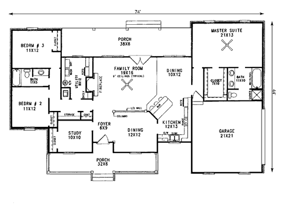 Country One-Story Level One of Plan 96535